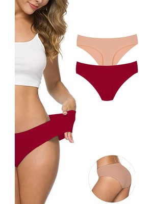 Pileli Store 2 Adet Kadın Dikişsiz Lazer Kesim Esnek Iz Yapmayan Külot S6