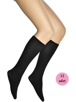 Pileli Store 12 Adet Mikro 70 Dizaltı Kadın Çorap Siyah 500