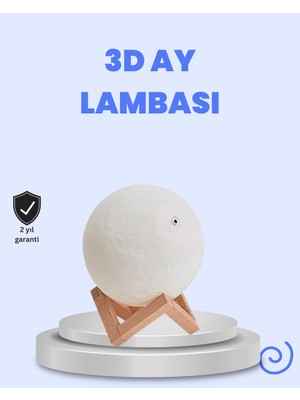 Pileli Store Rgb Modlu 16 Renkli Ay Gece Lambası 3D Baskı ve Uzaktan Kumanda Özellikli