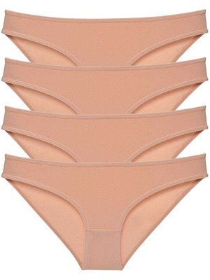 Pileli Store 4 Adet Süper Eko Set Likralı Kadın Slip Külot Ten