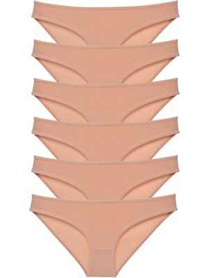 Pileli Store 6 Adet Süper Eko Set Likralı Kadın Slip Külot Ten