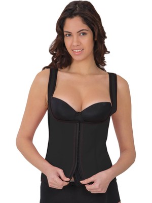 Pileli Store  Siyah Mı 9173 Terletici Agraflı Göğsü Açık Atlet Korse