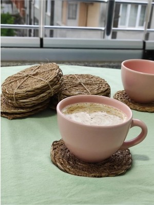 Pileli Store El Yapımı Hasır Bardak Altlığı Fincan Çay Kupa Altlığı Hasır Bardak Altlığı 6 Adet Roy