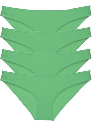 Pileli Store 4 Adet Süper Eko Set Likralı Kadın Slip Külot Yeşil