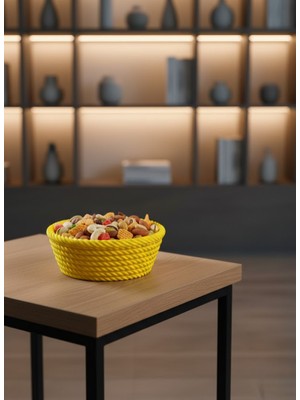 Pileli Store Yuvarlak Çerezlik Sarı Şık Tasarım ve Kompakt Boyut