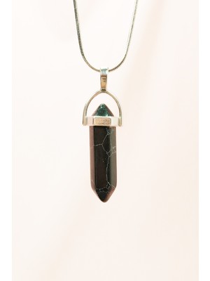 Pileli Store Mat Oniks Doğal Taşı Zincirli El Yapımı Tasarımlı Kolye Uç: 3,5 cm Zincir: 20 cm Kutulu