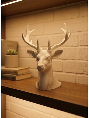 Pileli Store Beyaz Geyik Biblo 23 cm Dekoratif Modern Tasarım