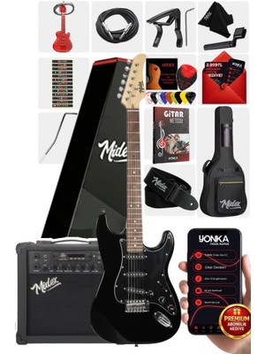 Midex RPH-30BK-25AMP Gül Klavye SSS 25W Amfili Elektro Gitar Seti