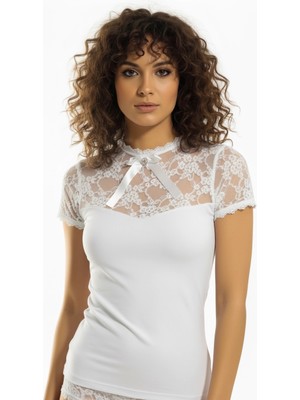 Pileli Store 2140 Geniş Dantelli K.kollu Elastane