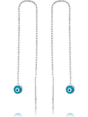 Pileli Store 925 Ayar Gümüş Nazar Zincirli Küpe EA1160040 (72)