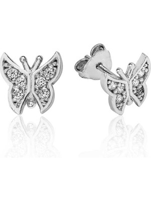 Pileli Store 925 Ayar Gümüş Kelebek Çivili Küpe EA1160096 (72)
