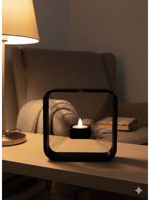 Pileli Store Kare Askılı Mumluk Duvara Asılan Şık Dekoratif Mumluk 16×16 cm