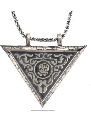 Pileli Store 925 Ayar Gümüş Üçgen Içi Açılabilen Gül Muskalık Gümüş Kolye T6062 (72)