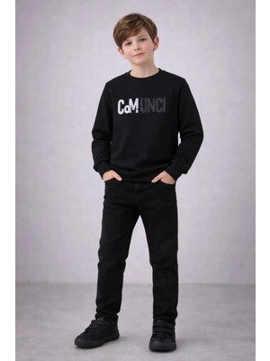 GMG Collection Baby Erkek Çocuk Siyah Baskılı Sweatshirt