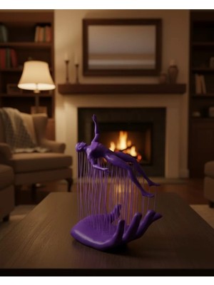 Marsilyan 3D El Insan Figürü Mor Modern Sanatsal Dekoratif Biblo 12X18 cm