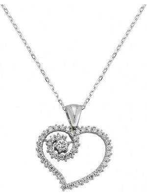 Pileli Store 925 Ayar Gümüş Kalpli Kadın Gümüş Kolye PND47138041 (72)