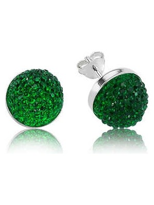 Pileli Store 925 Ayar Gümüş Yeşil Kristal Çivili Küpe EA1650003 (72)