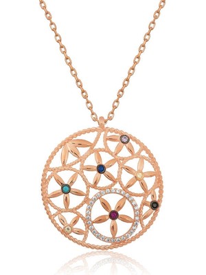 Pileli Store ​​​925 Ayar Gümüş Yaşam Çiçeği Kadın Gümüş Kolye T4597 (72)