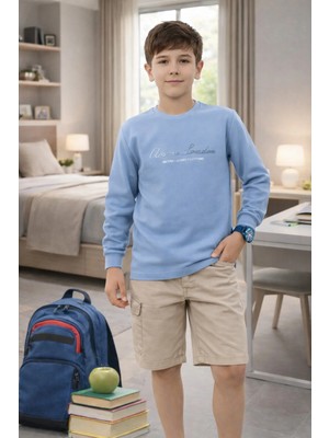 GMG Collection Baby Erkek Çocuk Mavi Baskılı Sweatshirt