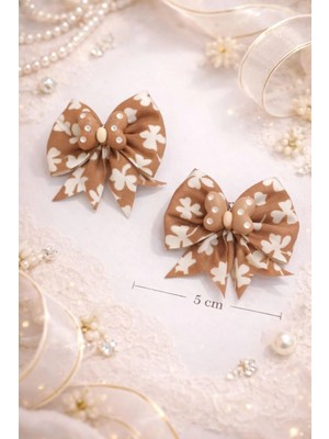 Nati Co Kelebek Figürlü Kahverengi Fiyonk Pens Toka ( 2'li ) – 5 cm