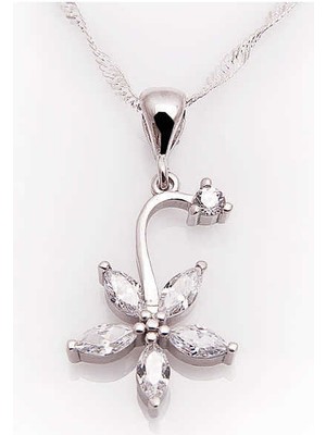 Pileli Store 925 Ayar Gümüş Çiçek Kadın Gümüş Kolye PND47066083 (72)