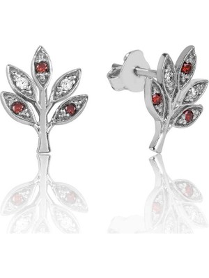 Pileli Store 925 Ayar Gümüş Sevgi Dalı Çivili Küpe EA1160104 (72)