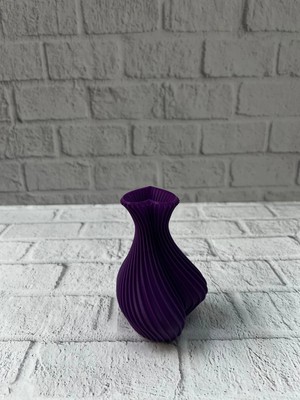 Pileli Store Kalpli Mor Mini Vazo 5 cm Dekoratif Masa Üstü Aksesuar