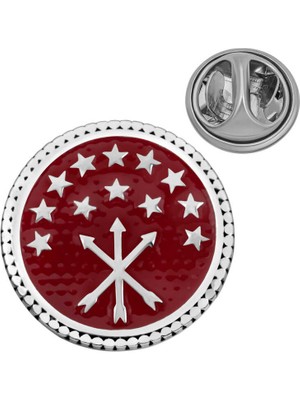 Pileli Store 925 Ayar Gümüş Çerkes Bayrağı Rozet T8678 (72)