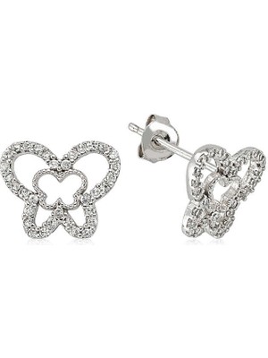 Pileli Store 925 Ayar Gümüş Çivili Kelebek Küpe EA1540006 (72)
