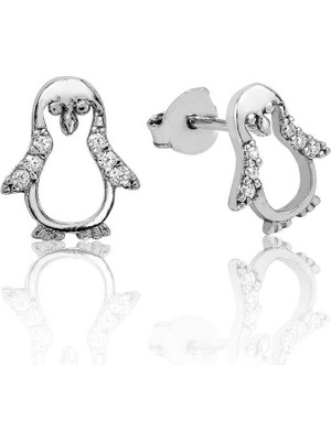 Pileli Store 925 Ayar Gümüş Penguen Çivili Küpe EA1160082 (72)