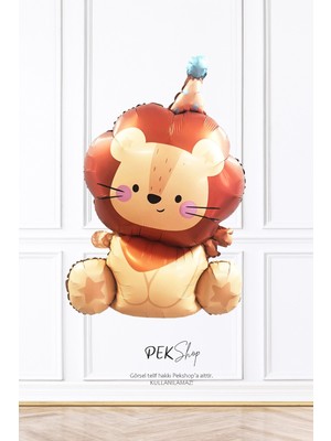 Pekshop Parti Şapkalı Aslan Folyo Balon