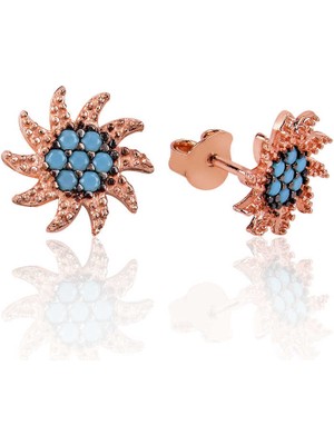 Pileli Store 925 Ayar Gümüş Güneş Çivili Küpe EA1160073 (72)