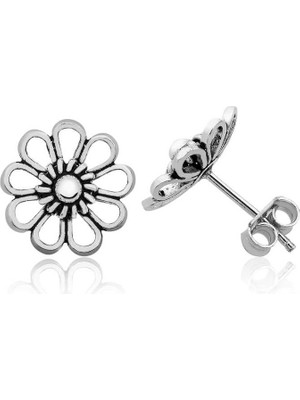 Pileli Store 925 Ayar Gümüş Telkari Papatya Çivili Küpe EA1160179 (72)