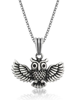 Pileli Store 925 Ayar Gümüş Baykuş Erkek Gümüş Kolye PT2610708 (72)