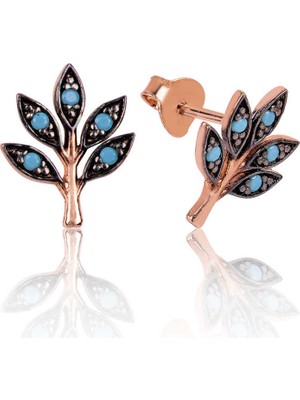 Pileli Store 925 Ayar Gümüş Sevgi Dalı Çivili Küpe EA1160063 (72)
