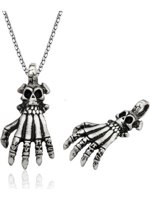 Pileli Store 925 Ayar Gümüş Kuru Kafa El Erkek Gümüş Kolye PT2610704 (72)