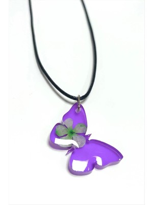 Zenvia Kartopu Çiçeği Kelebek Epoksi Kolye