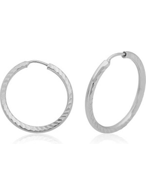 Pileli Store ​925 Ayar Gümüş Burgu Halka Küpe T3937 (72)