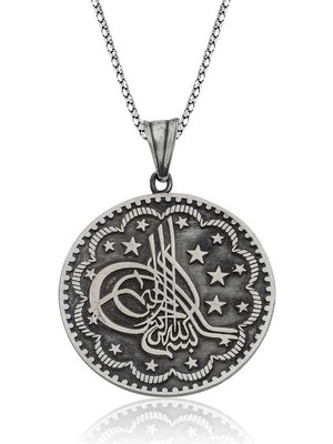 Pileli Store 925 Ayar Gümüş Tuğra Kolye T4374 (72)