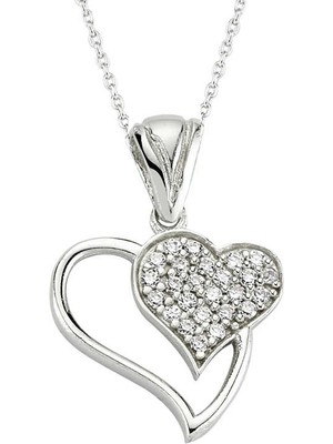 Pileli Store 925 Ayar Gümüş Kalpli Kadın Gümüş Kolye PND47138286 (72)