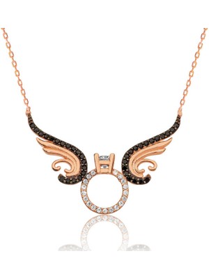 Pileli Store 925 Ayar Gümüş Tek Taş Melek Kadın Gümüş Kolye PT2610626 (72)