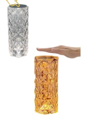 Pileli Store Masa ve Gece Lambası Şık ve Dayanıklı Sensörlü Şarjlı Kristal Lamba