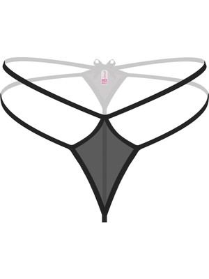 Pileli Store Büyük Beden Siyah Fantezi String Külot