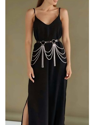 Pileli Store Zincirli Ayarlanabilir Şık Deri Kemer Harness - 729