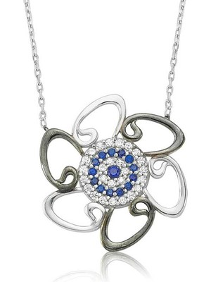 Zenvia 925 Ayar Gümüş Nazarlı Vav Kadın Gümüş Kolye PT2610135 (72)