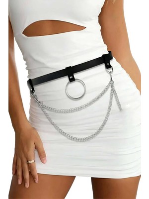 Pileli Store Zincirli Şık Deri Bel Harness - 923