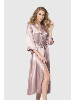 Pileli Store Vizon Uzun Saten Sabahlık