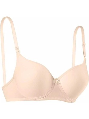 Pileli Store Silikonlu Desteksiz Telli Düz Boş Sütyen Ten