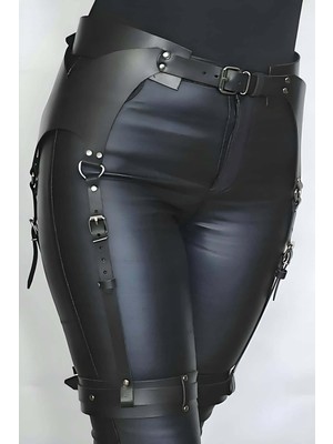 Pileli Store Giysi Üzeri Giyilebilir Deri Jartiyer Harness - 1268