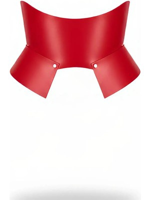 Pileli Store Kırmızı Deri Geniş Kadın Kemeri, Korse Deri Kemer - 611